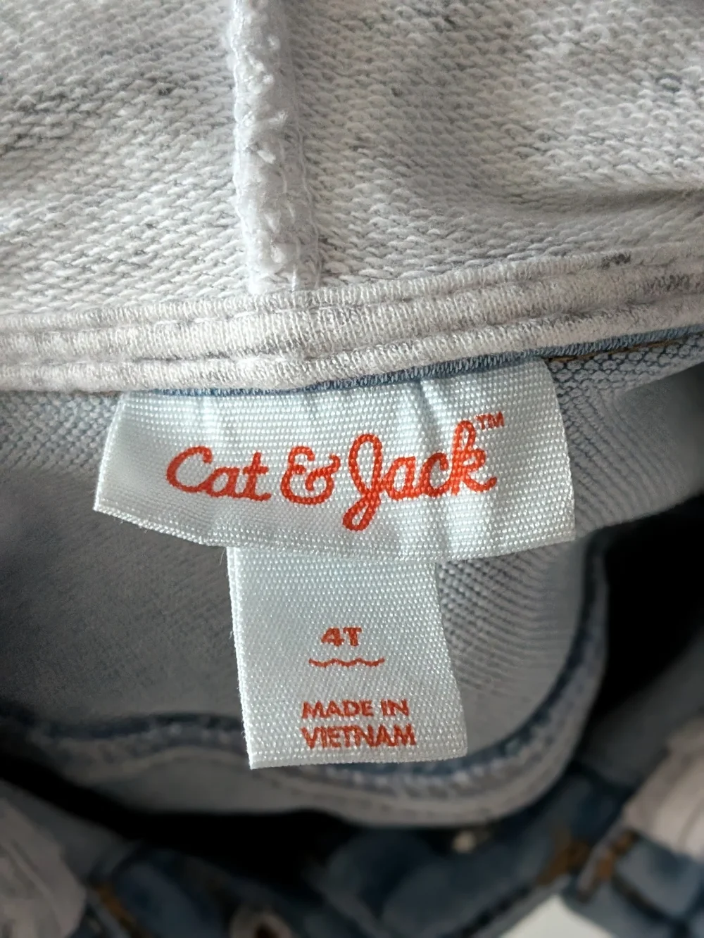 Cat & Jack Blue Denim Jacket with Heather Gray Cat Hoodie